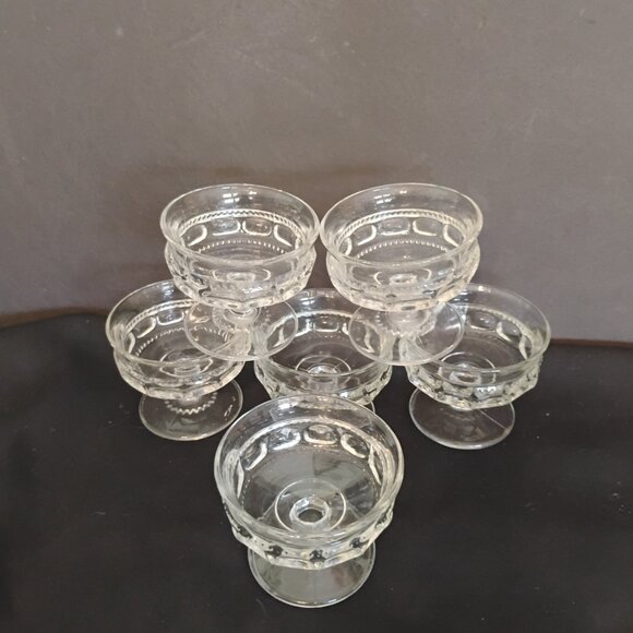 Tiffin Franciscan Kings Crown Clear Dessert/Sherbet/Champagne, Vintage set of 6 - Picture 3 of 5